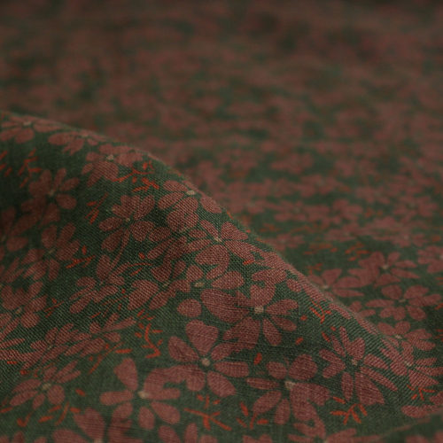 瓦娜家亚麻服装田园印花袍衫布料