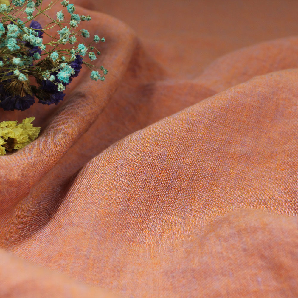 瓦娜家包邮原创设计粉色系色织纯亚麻面料裤子连衣服袍子服装布料