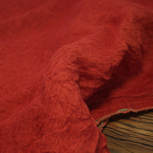 瓦娜原创21支酵洗汉麻亚麻酵洗色织布料衬衫裤子裙袍服装面料橘红