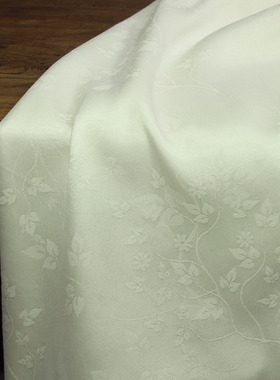 瓦娜家原创新款重磅铜氨丝布料暗提花效果连衣裙袍子裤子面料白色