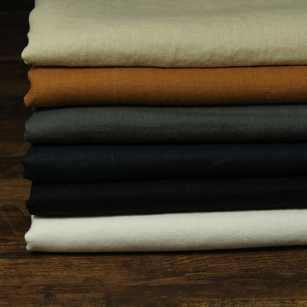 复古风加厚服装水洗纯色亚麻面料
