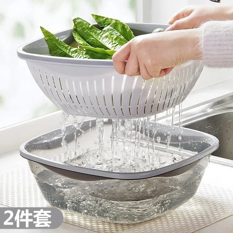 塑料方形洗菜盆沥水篮加厚