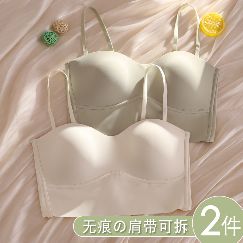 内衣女无肩带夏季薄款文胸防滑抹胸隐形显胸小聚拢防走光裹胸