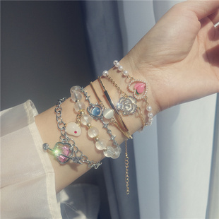 珍珠山茶花手链女款2023年新款轻奢高级感小众精致学生闺蜜首饰品