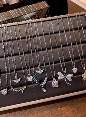 轻奢小众高级感钛钢项链精致微镶锆石锁骨链百搭气质网红简约颈链