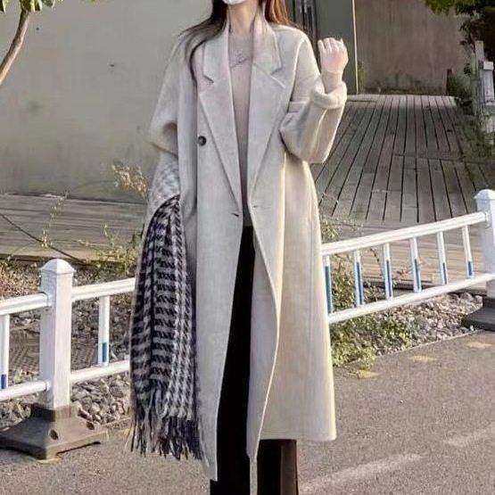 燕麦色大衣女秋冬季新款韩版呢子纽扣中长款毛呢外套上衣,女装/女士精品,大码呢大衣,淘宝优惠券,粉丝福利购,淘宝优惠卷