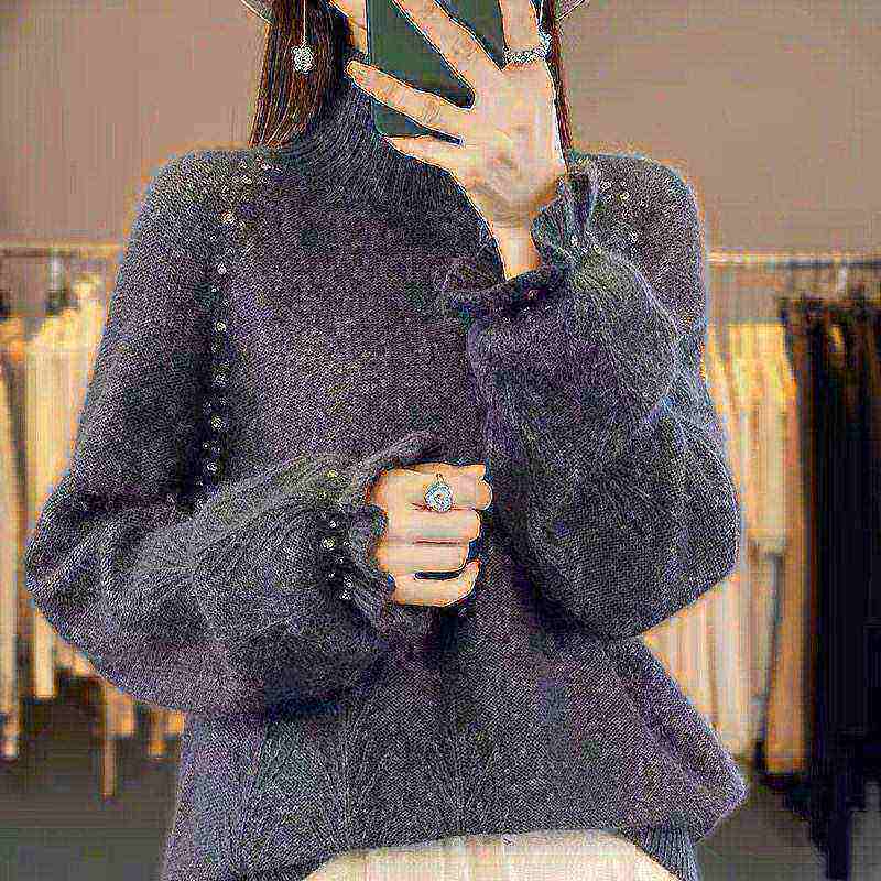 灰色时尚花袖针织打底衫女2025新款春秋内搭洋气大码女装秋冬毛衣,女装/女士精品,毛针织衫,淘宝优惠券,粉丝福利购,淘宝优惠卷