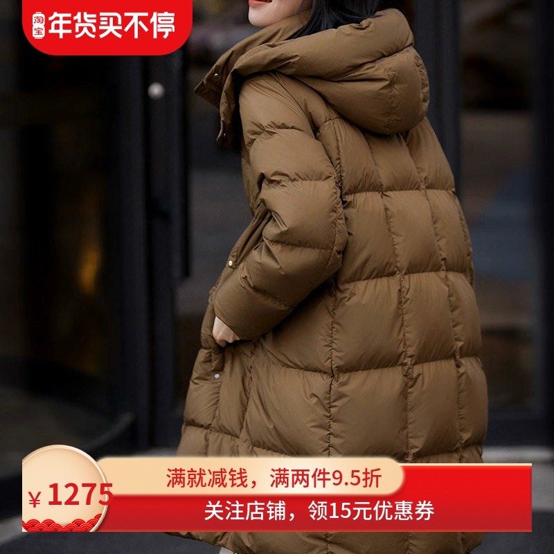 火山岩/密可柔 鹅绒服95白鹅绒中长款羽绒服外套女装2025冬季新款