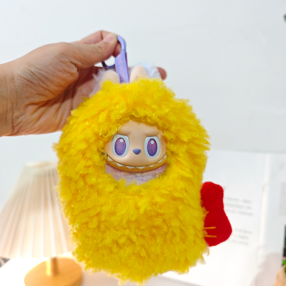 17cm一代三代冬季可爱毛绒labubu炸虾拉布布衣服连体衣服保暖套装