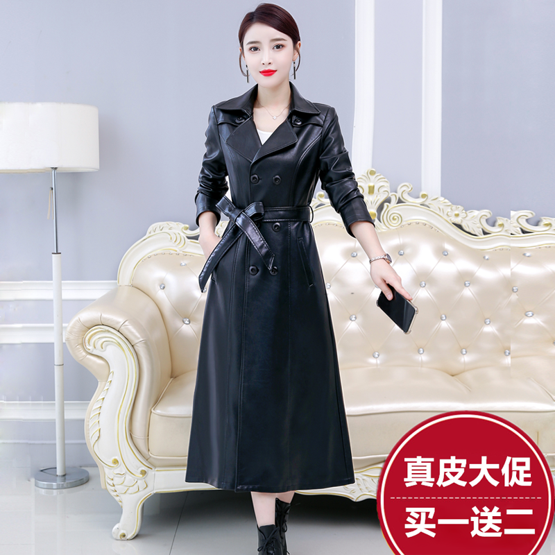 女中长款过膝修身大码棉外套皮衣