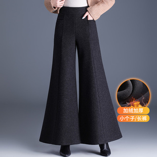 宽松大脚裤 中年妈妈休闲裙裤 女秋冬2025新款 加绒加厚羊毛呢阔腿裤