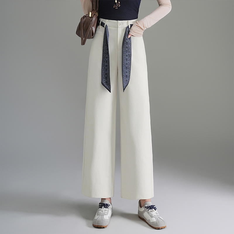 小个子显高显腿长九分直筒裤子女春秋2025新款高腰垂感窄版阔腿裤
