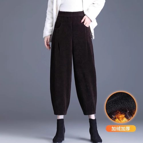 加绒小个子八分休闲束脚灯笼裤