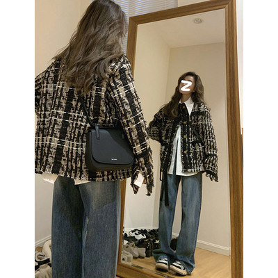 黑色小香风羽绒外套女小个子2025春秋冬季新款法式高级感短款上衣