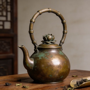 茶壶铸铜茶室装饰艺术摆件黄铜金属景区艺术展览馆创意雕塑定制