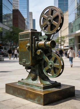 电影放映机仿铜铸铜景观雕塑