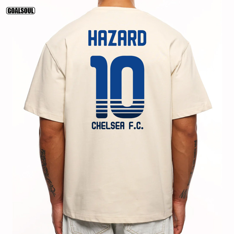 切尔西 阿扎尔CHELSEA 10号HAZARD足球休闲宽松重磅纯棉短袖T恤