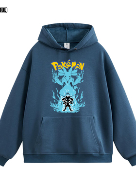 精灵宝可梦卫衣LUCARIO路卡利欧 口袋妖怪休闲宽松秋冬加绒连帽衫
