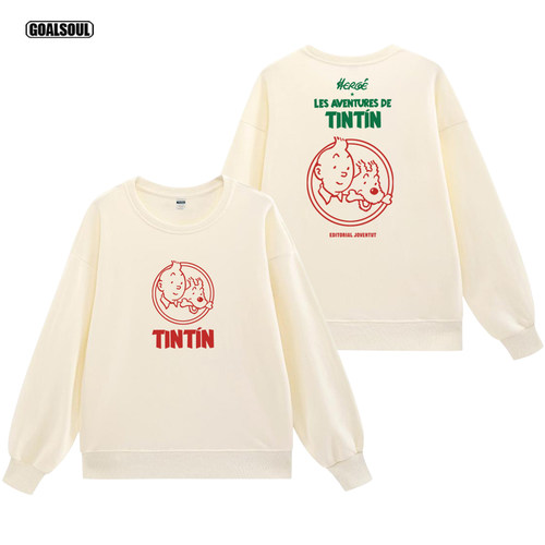 丁丁历险记 卫衣TINTIN美式复古动漫休闲潮牌宽松纯棉长袖套头衫