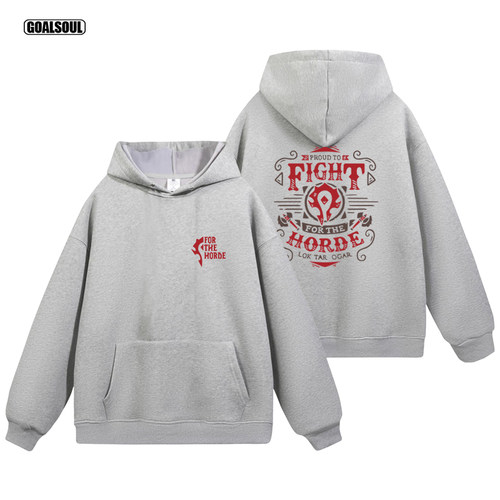 魔兽世界 卫衣for the horde部落logo美式复古休闲连帽加绒外套