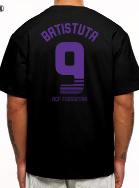 巴蒂斯图塔 T恤BATISTUTA 9号 足球美式复古潮牌宽松重磅纯棉短袖