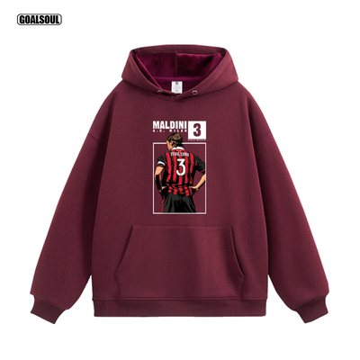 AC米兰 马尔蒂尼 卫衣MALDINI足球美式复古休闲潮牌加绒连帽衫