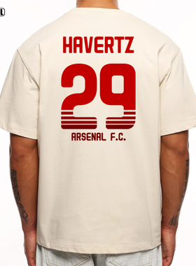 阿森纳 哈弗茨ARSENAL 29号HAVERTZ足球休闲宽松重磅纯棉短袖T恤