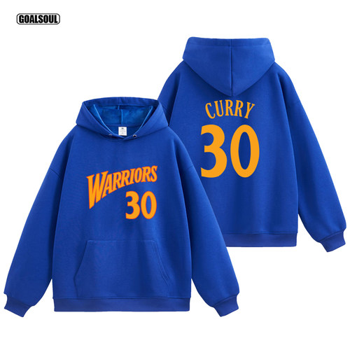 勇士队 库里卫衣CURRY 30 美式复古潮牌篮球休闲运动连帽加绒外套