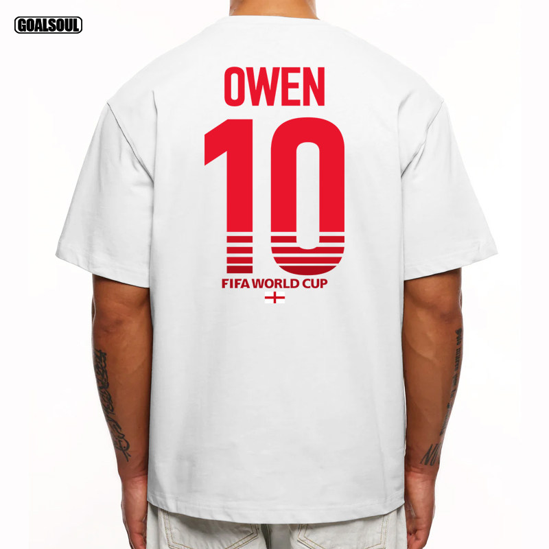 英格兰 欧文 T恤OWEN 10号 足球美式复古潮牌宽松重磅纯棉短袖