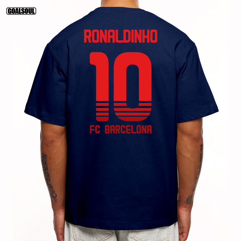 巴萨 小罗 短袖T恤 罗纳尔迪尼奥RONALDINHO足球复古重磅纯棉T