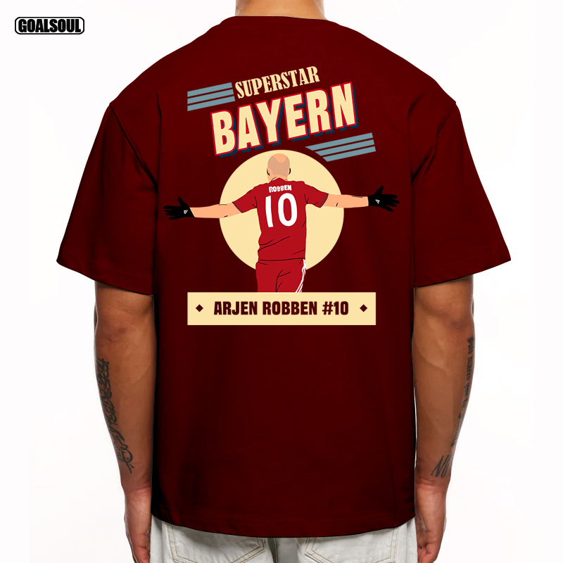 罗本 短袖T恤慕尼黑10号ROBBEN 足球潮牌美式复古宽松重磅纯棉T