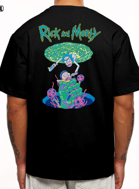 瑞克和莫蒂 T恤RICKY MORTY动漫潮牌美式复古休闲重磅纯棉短袖
