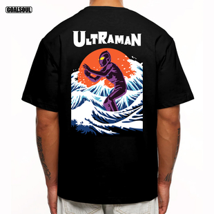 奥特曼 T恤ULTRAMAN迪迦动漫插画美式复古潮牌休闲 重磅纯棉短袖T