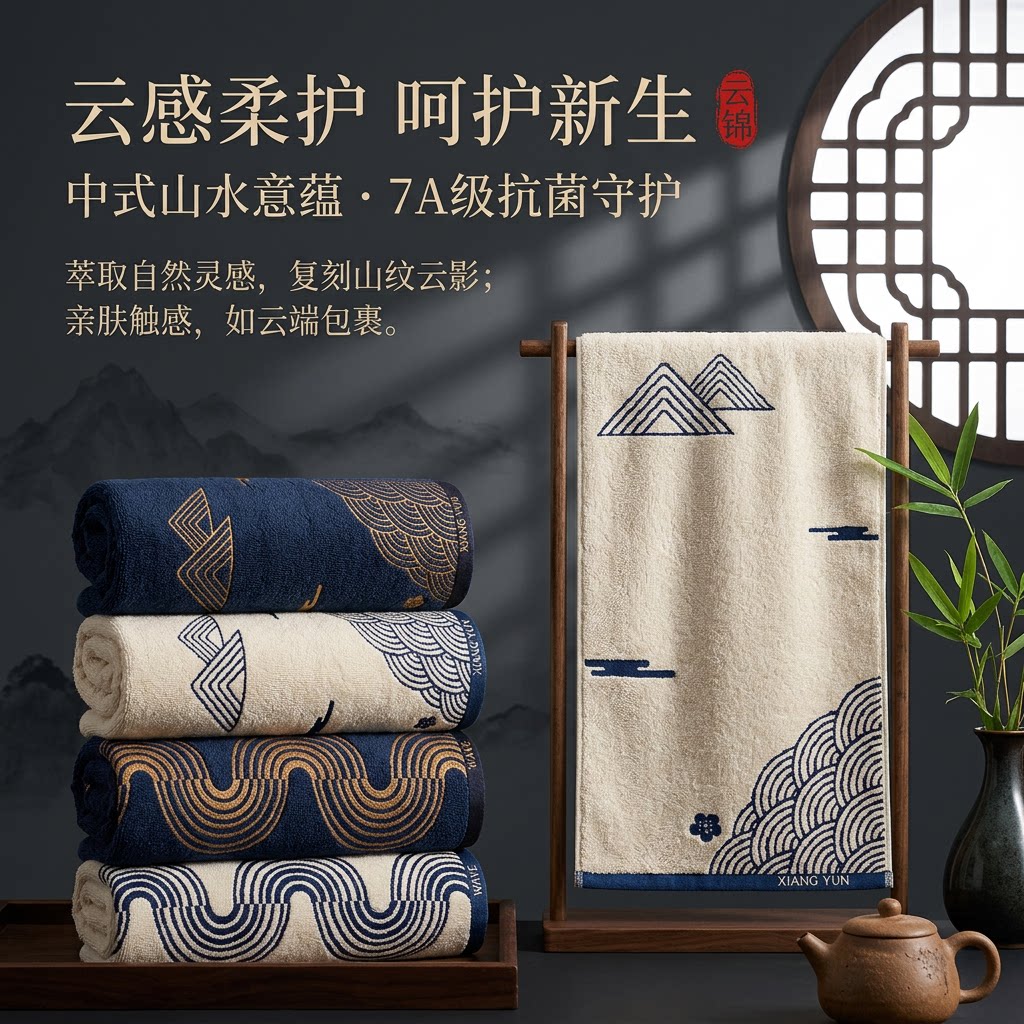 7A抗菌新疆棉加厚吸水不掉毛面巾图片