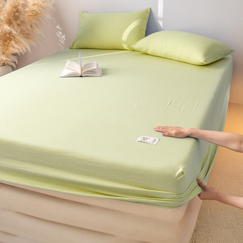 母婴级水洗棉床笠单件纯色床罩三件套席梦思床垫保护套防滑床单1,床上用品,床笠,淘宝优惠券,粉丝福利购,淘宝优惠卷