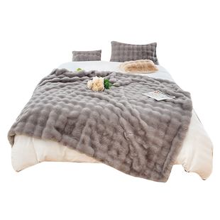 轻奢兔毛绒毛毯冬季加厚珊瑚绒毯子办公室单人午睡披肩毯沙发盖毯