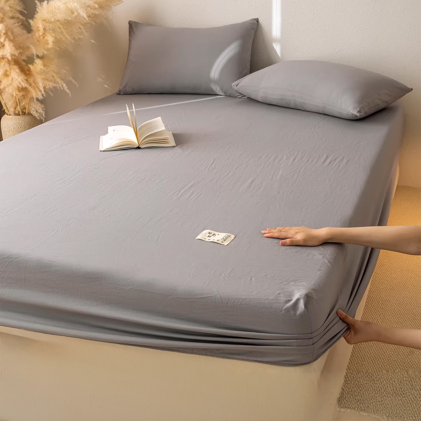 A类原棉床笠单件简约纯色全包围床套防滑床单席梦思保护罩三件套,床上用品,床笠,淘宝优惠券,粉丝福利购,淘宝优惠卷