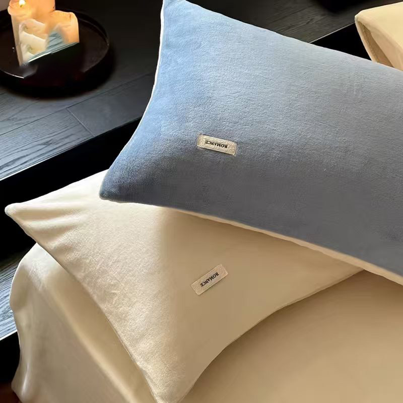 冬季高克重加厚牛奶绒枕套单只装北欧纯色双拼枕头套家用48x74cm
