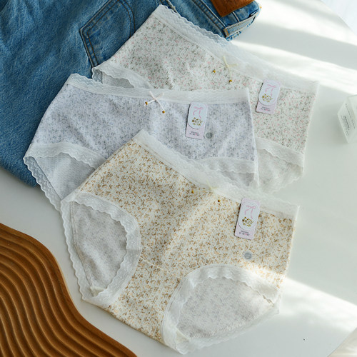 黛丝少女内裤女士中腰莫代尔棉碎花柔软舒适裤衩透气抗菌宽松 - 封面