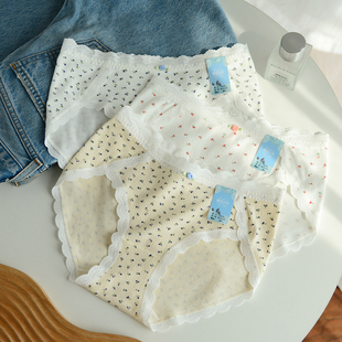 新品黛丝少女内裤田园碎花三角裤头RC棉提花中腰女士内裤透气亲肤