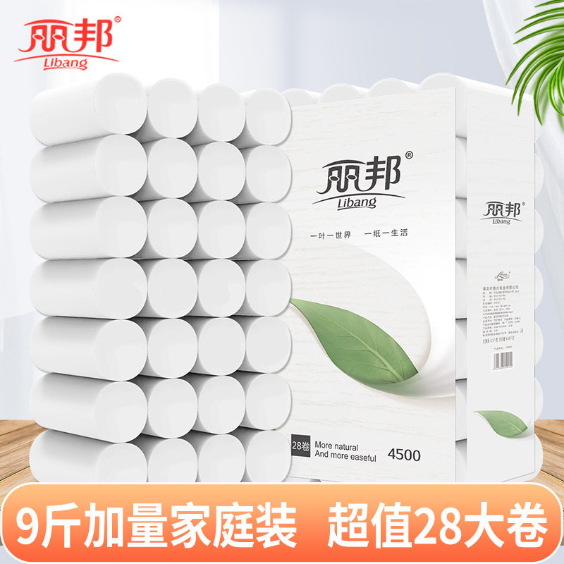 丽邦卷纸一叶子5层9斤无芯卷纸家用实惠装卫生纸酒店餐厅商场抽纸