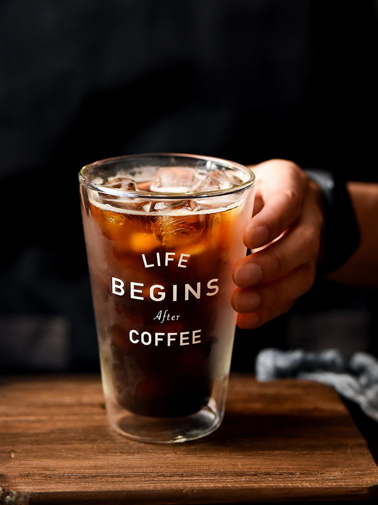 双层玻璃杯咖啡杯耐高温透明水杯冰咖啡杯奶茶冷饮杯早餐牛奶杯