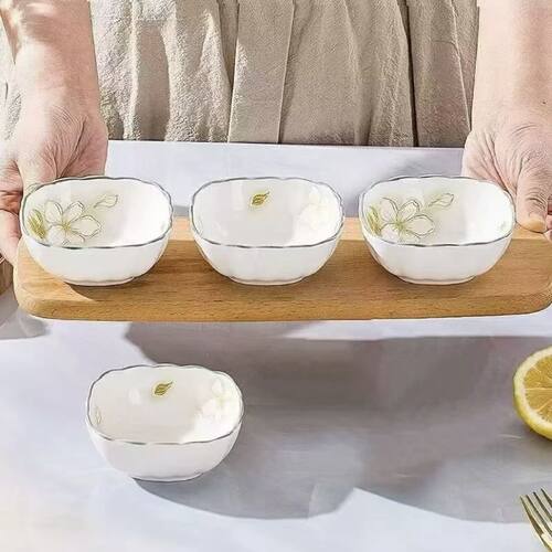 黄金叶味碟家用小碟子精致饺子蘸料碟火锅蘸料碗陶瓷酱油碟零食碟