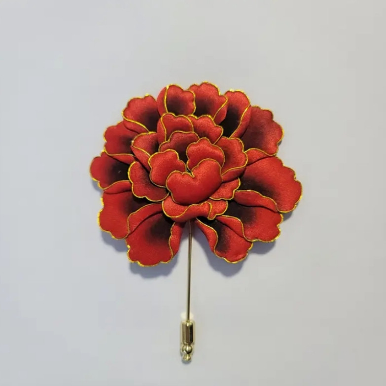 非金属布艺胸针 纯手工布糊画牡丹胸针