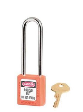 美国Master Lock玛斯特410 长锁钩塑料绝缘挂锁 410MCNLTORJ