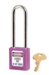 美国Master Lock玛斯特410 长锁钩塑料绝缘挂锁 410MCNLTPRP