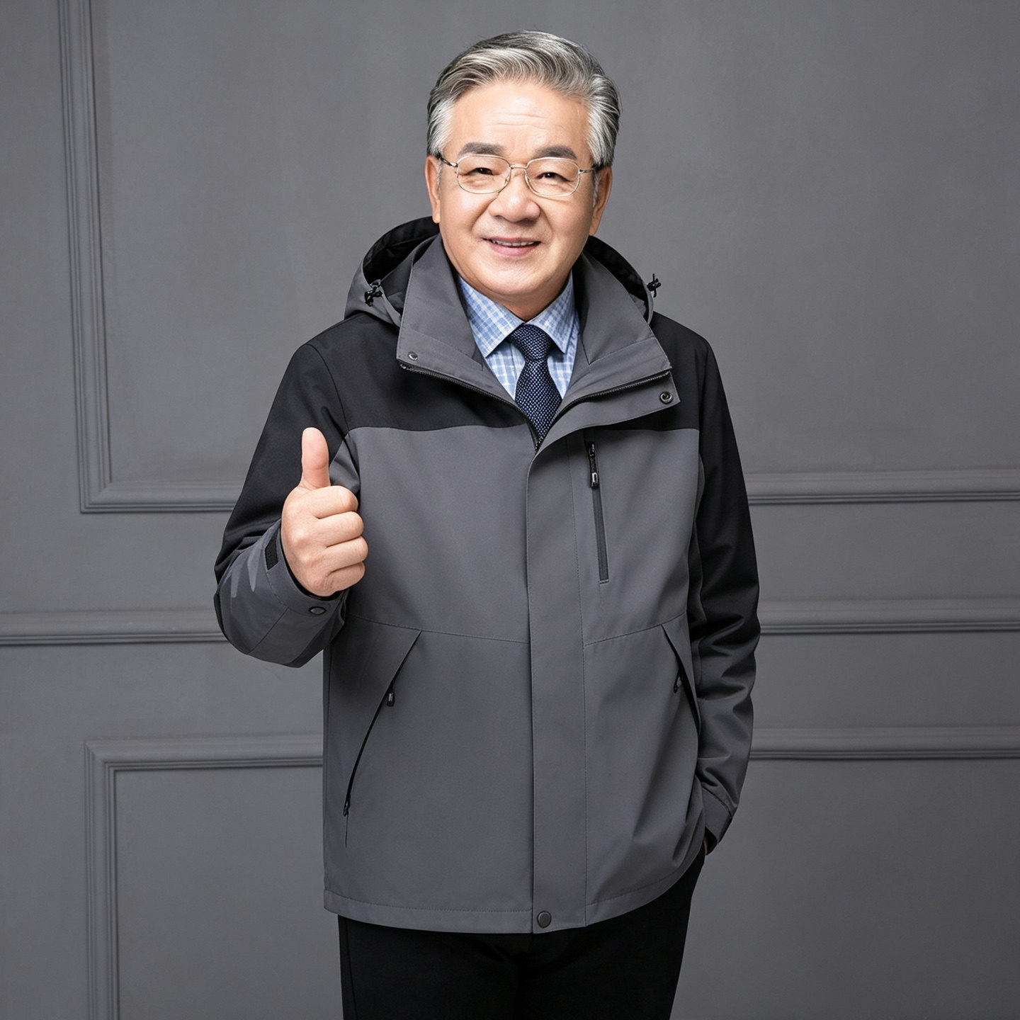 加肥加大男士三合一摇粒绒夹克