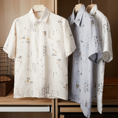 中老年短袖 透气衬衣休闲大码 衬衫 夏季 男棉薄款 爸爸装 父亲款 衣服