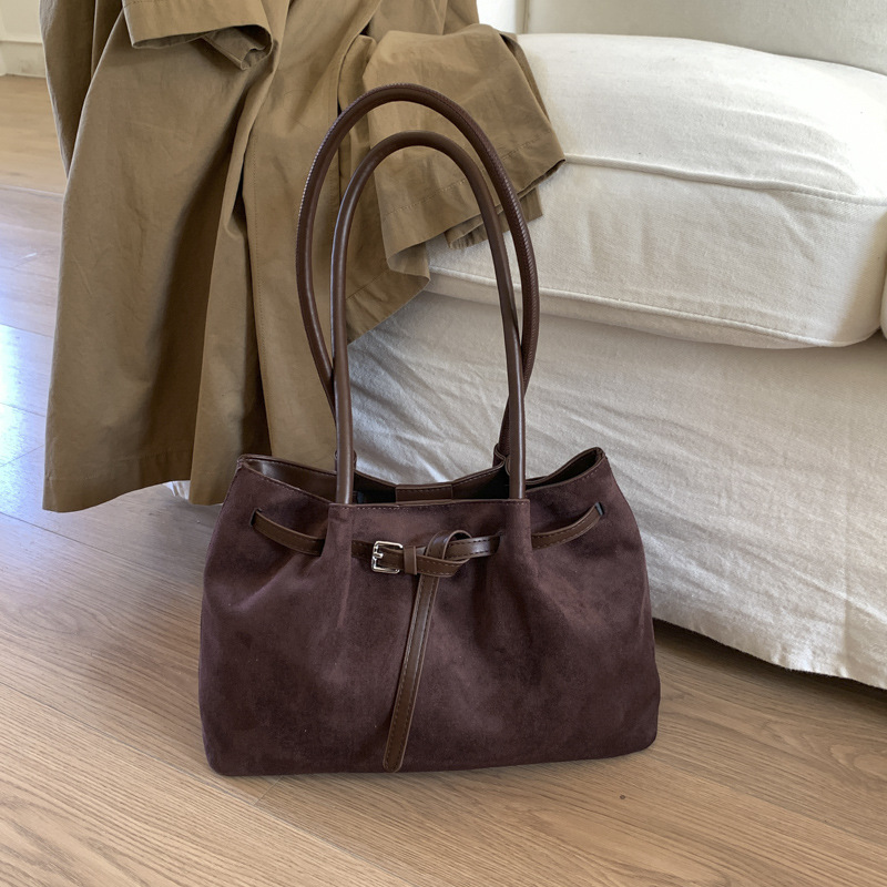 复古包2025秋冬季新款大容量麂皮绒包通勤单肩包女士手提波士顿包