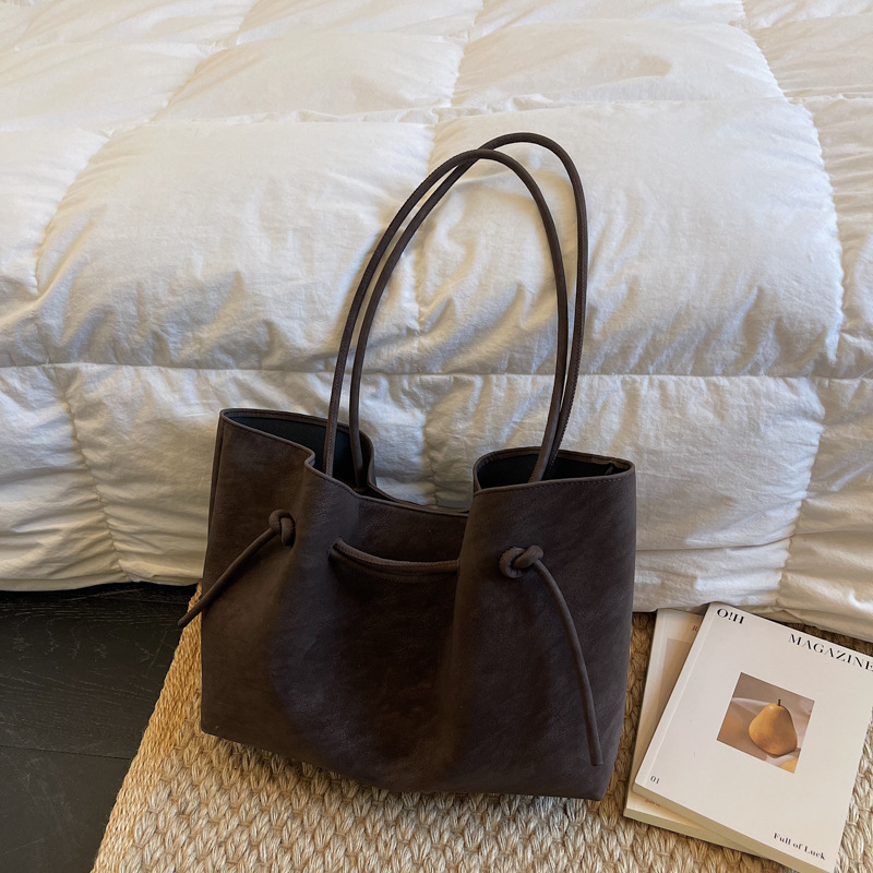 秋冬新款大容量托特包高级感麂皮绒复古单肩腋下包韩系通勤手提包